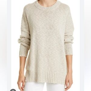 Jenni Kayne Cotton & Linen Crewneck Sweater large - Oatmeal